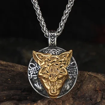 ожерелье nordic viking odin wolf с амулетом, ювелирные изделия из нержавеющей стали для мужчин, подарочный пакет valknut