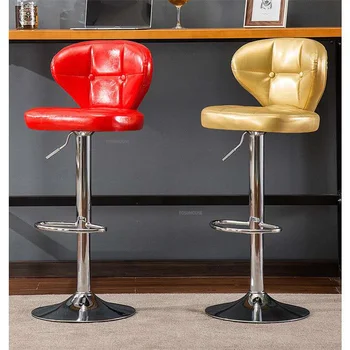 Современные кожаные офисные кресла для конференц-зала, простая офисная мебель, поворотный барный стул с подъемной спинкой, дизайнерский высокий стул для отдыха