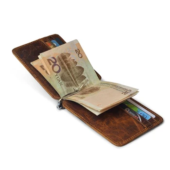 Мужская кредитная карта с зажимом из натуральной кожи с 12 карманами, держатель для зажимов, кошелек для денег с зажимом, футляр для наличных, тонкий винтажный бумажник