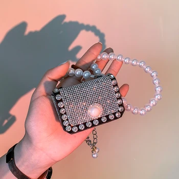 Мини-летняя сумка через плечо с бриллиантами в западном стиле 2021, новая модная универсальная женская дизайнерская сумка-мессенджер с жемчужной цепочкой, сумка для губной помады