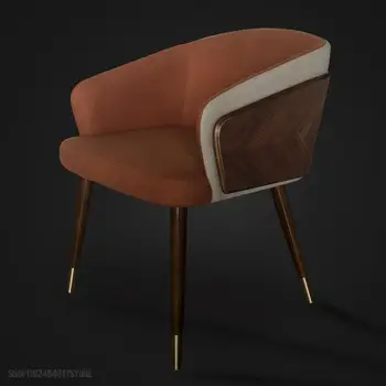 Современные обеденные стулья для отдыха, простые креативные элементы домашней мебели, Стул для ресторана Nordic из массива дерева, стул с искусной кожаной спинкой.