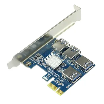 PCI-E 1-4 USB 3.0 Riser Card Pcie Splitter Адаптер Pci Express x16 Мультипликатор Riser Control Видеокарты для Майнинга ПК Miner