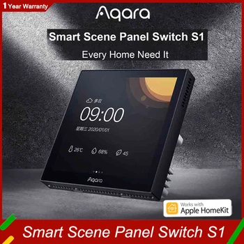 В наличии Aqara Smart Scene Panel Switch S1 с Сенсорным экраном 3,95 дюйма Приложение Siri Voice Control Работает с приложением HomeKit Для Умного Дома