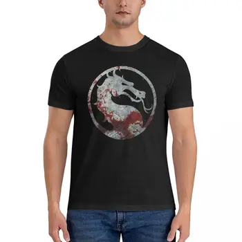 Mortal Kombat - Винтажная серебряная приталенная футболка мужские футболки корейская модная мужская футболка
