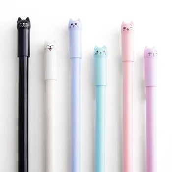 6 шт. /компл. Гелевая ручка Kawaii Cat 0,38 мм, креативная милая ручка с нейтральными чернилами, подарок для детей, школьные Офисные письменные принадлежности, канцелярские принадлежности