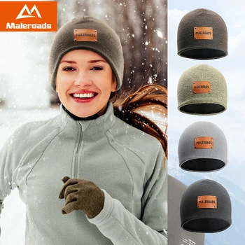 Мужская зимняя уличная теплая шапка двойной вязки Maleroads для мужчин и женщин, простая ветрозащитная внутренняя теплая флисовая шапочка для бега, катания на лыжах, велоспорта