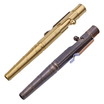 Металлическая ручка Латунная шариковая ручка Ретро бамбуковая военная ручка с болтовым узлом