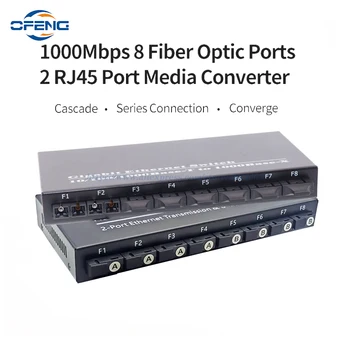 100/1000 М Гигабитный Оптоволоконный Коммутатор Ethernet 8*1.25 Г Волоконный Порт 2 Порта RJ45 Медиаконвертер 20 КМ SC Однорежимный Оптический Приемопередатчик