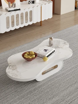 Чайный столик в итальянском минималистичном кремовом стиле простой легкий экстравагантный дизайн гостиной, круглый журнальный столик знаменитостей сети