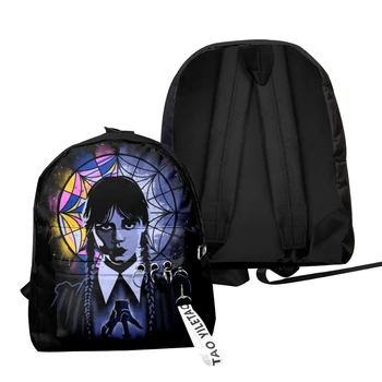 Школьный рюкзак Wednesday Addams с 3D-принтом Для учащихся начальной и средней школы, мальчиков и девочек, Оксфордский водонепроницаемый школьный рюкзак для путешествий