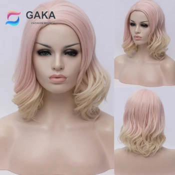 GAKA Синтетический Градиентный розовый прямой парик длиной до плеч для чернокожих африканских женщин Повседневные ролевые игры Парики из натуральных волос Термостойкость