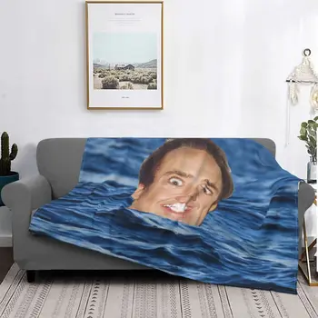 Одеяла в морскую клетку с 3D принтом Николаса Кейджа в морской клетке, Дышащая Мягкая фланель, Зимнее Забавное покрывало-мем для домашнего постельного белья на диване