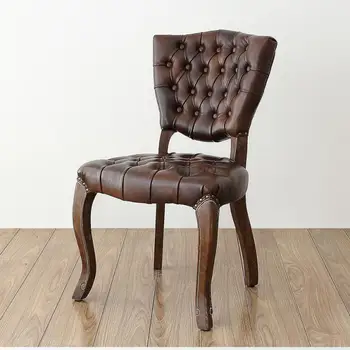 Обеденный стул из массива дуба в стиле неоклассицизм ретро, американский кантри, кожаная мягкая сумка с пряжкой на голове, кофейня в стиле casual Nordic