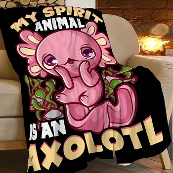 Одеяло Аксолотля My Spirit Animal - это Одеяла из Аксолотля, Супер Мягкие Фланелевые Уютные Одеяла С Милыми Мультяшными Животными, Теплые