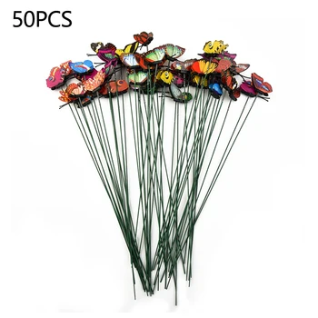 50шт 3D бабочек, плантатор для сада, Красочные бабочки, декорация для наружных цветочных горшков 25x4cm