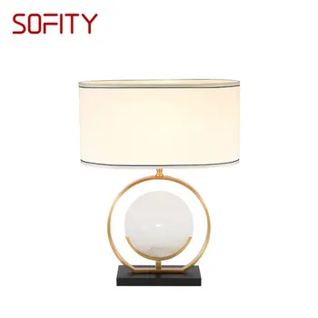 Современная светодиодная настольная лампа SOFITY роскошного дизайна E27, настольная лампа из белого мрамора, домашняя светодиодная Декоративная для фойе, гостиной, офиса, спальни