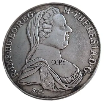 1780 Австрия Копировальная монета в 1 талер - Мария Терезия диаметром 40 мм, покрытая серебром