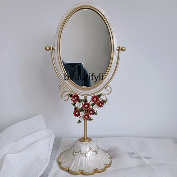 yj Двустороннее настольное зеркало для макияжа, домашнее Ретро-зеркало для переодевания, зеркало принцессы