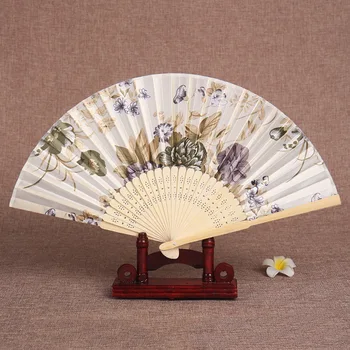 Китайский Японский стиль Шелковый Веер Складной Свадебный Фан-арт Китайский Танцевальный Ручной Веер Винтажный Бамбуковый Складной Ручной Цветочный веер