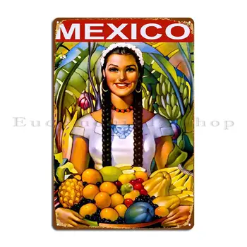 Металлическая вывеска Мексиканской девушки, ржавый персонаж, гостиная, гараж, домашний жестяной плакат