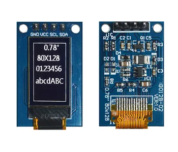 0,78-дюймовый 4-контактный белый OLED-дисплей Модуль COG SH1107 Привод IC 80 *128 Интерфейс IIC