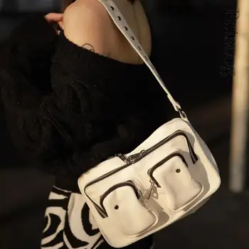 Модная Женская простая сумка подмышками, Винтажные женские сумки через плечо из мягкой искусственной кожи, черные однотонные Крутые сумки для девочек, Маленькая сумка-тоут Bolsa