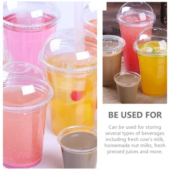 Прозрачные стаканчики для лимонада с крышкой 50 шт, Одноразовые Десертные стаканчики, стаканчики для питья, пластиковая бутылка для напитков на вынос