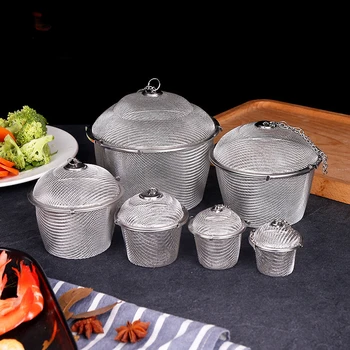 Приправа для супа MOONBIFFY, Шариковое сито для специй, Чайное ситечко для заварки, пакет для ароматизации в форме корзины из нержавеющей стали, пакет для галогенной упаковки в горячем горшочке