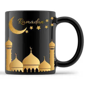 2023 новый хит продаж 11 унций кофе, молока, чая, подарочная коробка для рамадана, керамические фарфоровые черные кружки для рамадана