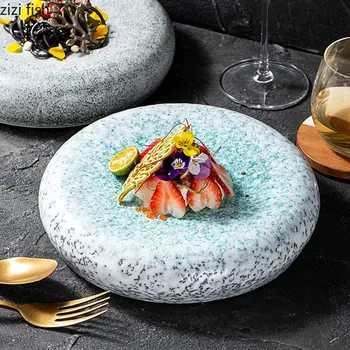 Керамическая обеденная тарелка с креативным каменным узором, тарелка для сашими, тарелки для суши, Десертные тарелки, тарелки для стейка, специальная посуда для ресторана