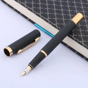 ШКОЛЬНАЯ ПОДАРОЧНАЯ МЕТАЛЛИЧЕСКАЯ ручка с ЗОЛОТОЙ отделкой, матово-черная Авторучка M