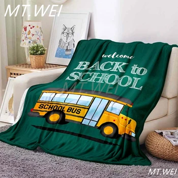 Школьный автобус, супер мягкое, теплое, портативное длинное плюшевое одеяло для дивана-кровати/ сна / путешествий / тренировок / украшения / веселого подарка / аниме-одеяла