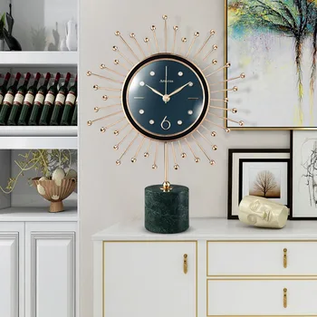 Современные настенные часы Домашние кварцевые бесшумные Классические настенные часы в стиле ар-деко для гостиной с золотисто-черным аккумулятором для офиса, кухни, Reloj Room Decor