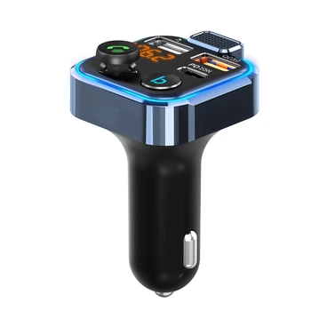 Автомобильный FM-передатчик Звук Быстрое USB зарядное устройство Автомобильный адаптер Поддержка 42 Вт PD + QC3.0 Светодиодная подсветка Беспроводной вызов