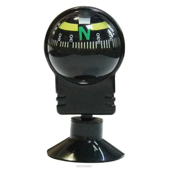 Вращение на 360 градусов Водонепроницаемая навигация для автомобиля, автомобильный компас в форме шара с присоской 2,28x1,26 дюйма, Оптовые продажи