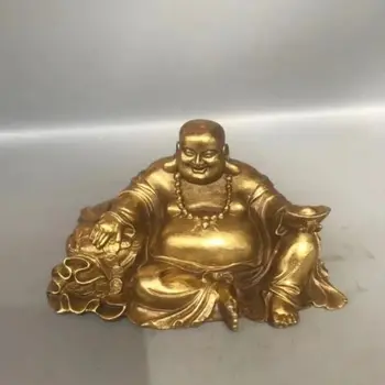 Старинная медная статуя Будды Майтрейи, статуя Смеющегося Будды, домашняя мебель Lucky