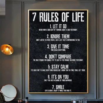 7 правил жизни, следите за своими мыслями, Мотивационный плакат и печать на холсте для спальни, классной комнаты, украшения домашнего офиса