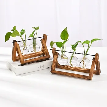 Креативная деревянная рамка для гидропонных растений Стеклянная ваза с зеленой Редиской Стеклянная бутылка Украшение дома Украшение рабочего стола