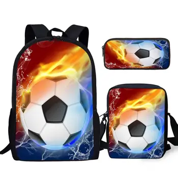 YIKELUO Крутой рюкзак для ноутбука с 3D футбольным принтом для подростков, повседневная модная сумка-мессенджер, дорожная сумка на открытом воздухе, футбольный пенал
