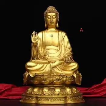 Новый Чистый медный Лотос Шакьямуни Тяньтан Домашняя Гостиная Бронзовая Статуя Будды Татхагаты Украшение Рабочего Стола