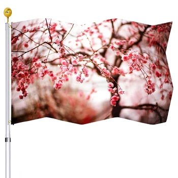 Весенне-летние флаги с розовыми цветами, цветущая вишня, двойной шов с латунными люверсами, флаг для наружного и внутреннего домашнего декора