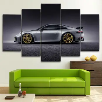 Холст без рамки, 5 шт., роскошный серый автомобиль, модульные HD Декоративные настенные художественные плакаты, картины для домашнего декора.
