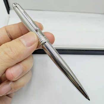 роскошная Серебряная Шариковая ручка MB 163 / Роликовая шариковая ручка бизнес-офис канцелярские принадлежности Пишут заправочными ручками для подарка на день рождения