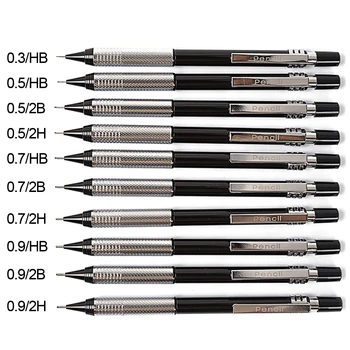 0.3/0.5/0.7/0.9 мм Профессиональный механический карандаш Металлический Автоматический карандаш для письма Инструменты для рисования Канцелярские принадлежности Школьные Канцелярские принадлежности
