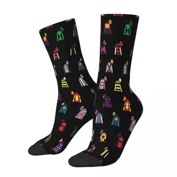 Черные носки для скачек с жокейским шелковым принтом, мужские и женские весенние чулки с принтом