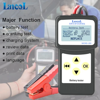 Тестер автомобильного аккумулятора Lancol Micro200 12v Диагностический инструмент, Тестер аккумуляторной системы, Инструменты для диагностики автомобильной зарядки и проворачивания