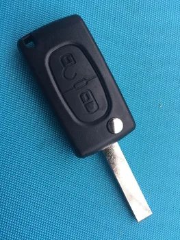 1шт 2 кнопки Флип чехол для ключей для Peugeot 107 207 307 307S 308 407 607 2BT пустой паз (с зажимом для аккумулятора) Без логотипа