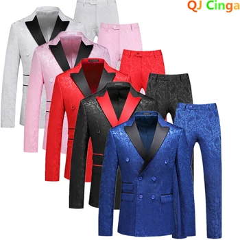 Красный мужской двубортный костюм, смокинг из 3 предметов, платье для свадебной вечеринки, пальто, брюки, жилет, высокое качество, Terno Masculino S-6XL