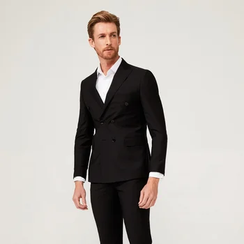 2022 Formal Black Wedding Sutis 2 Pieces Slim Fit Male Luxury Turkish Black Slim Fit Double Breasted Men костюм мужской классика