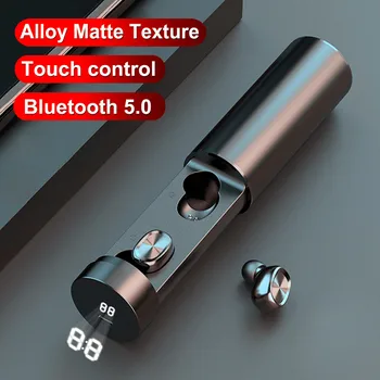 Bluetooth-совместимая гарнитура Выдвижные наушники TWS True Stereo с микрофоном MetalMatte Touch Music с зарядным устройством Boxmicrophone